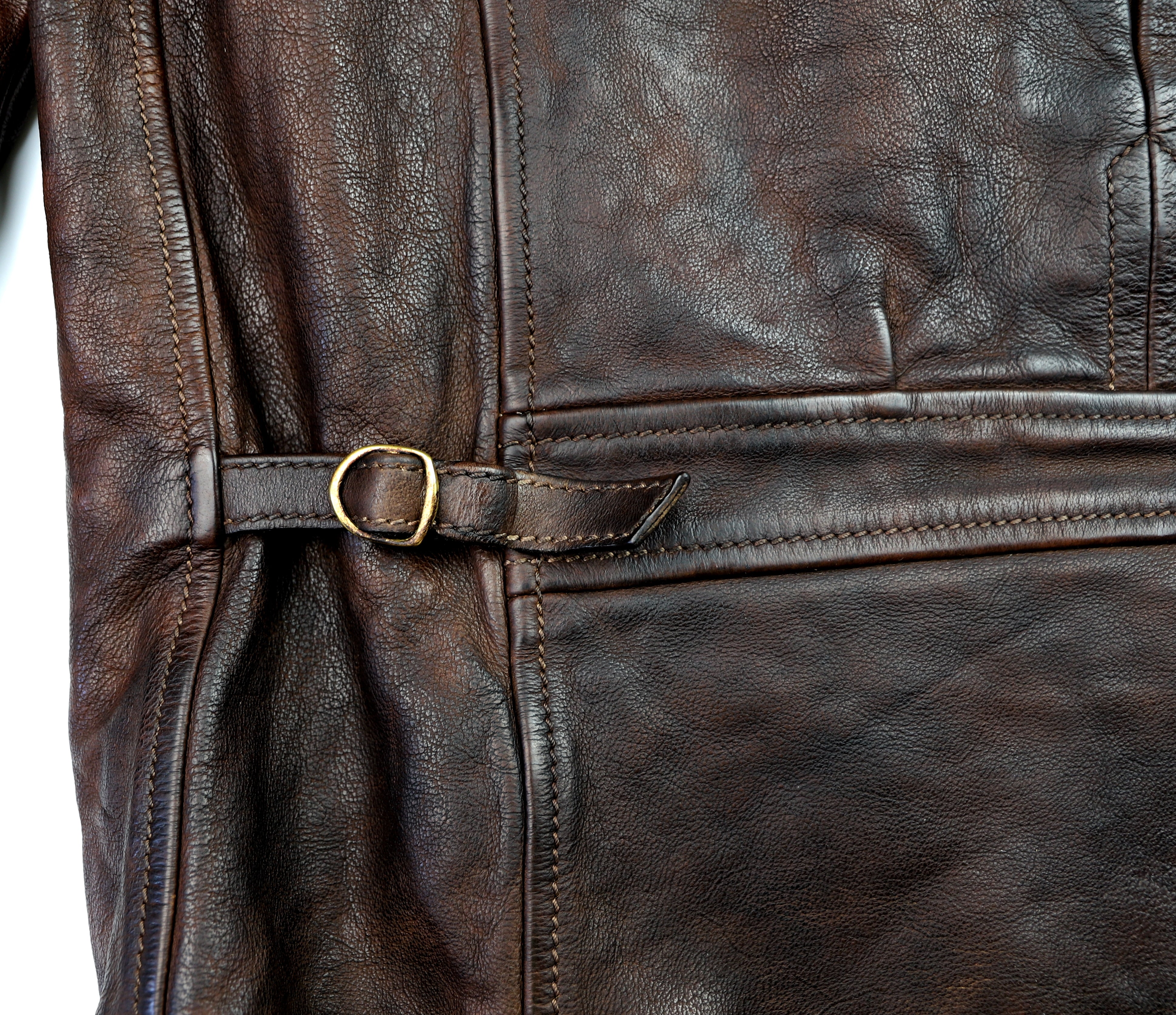 Thedi Memphis Half Belt, size XL, Hand Dyed Cocoa Buffalo