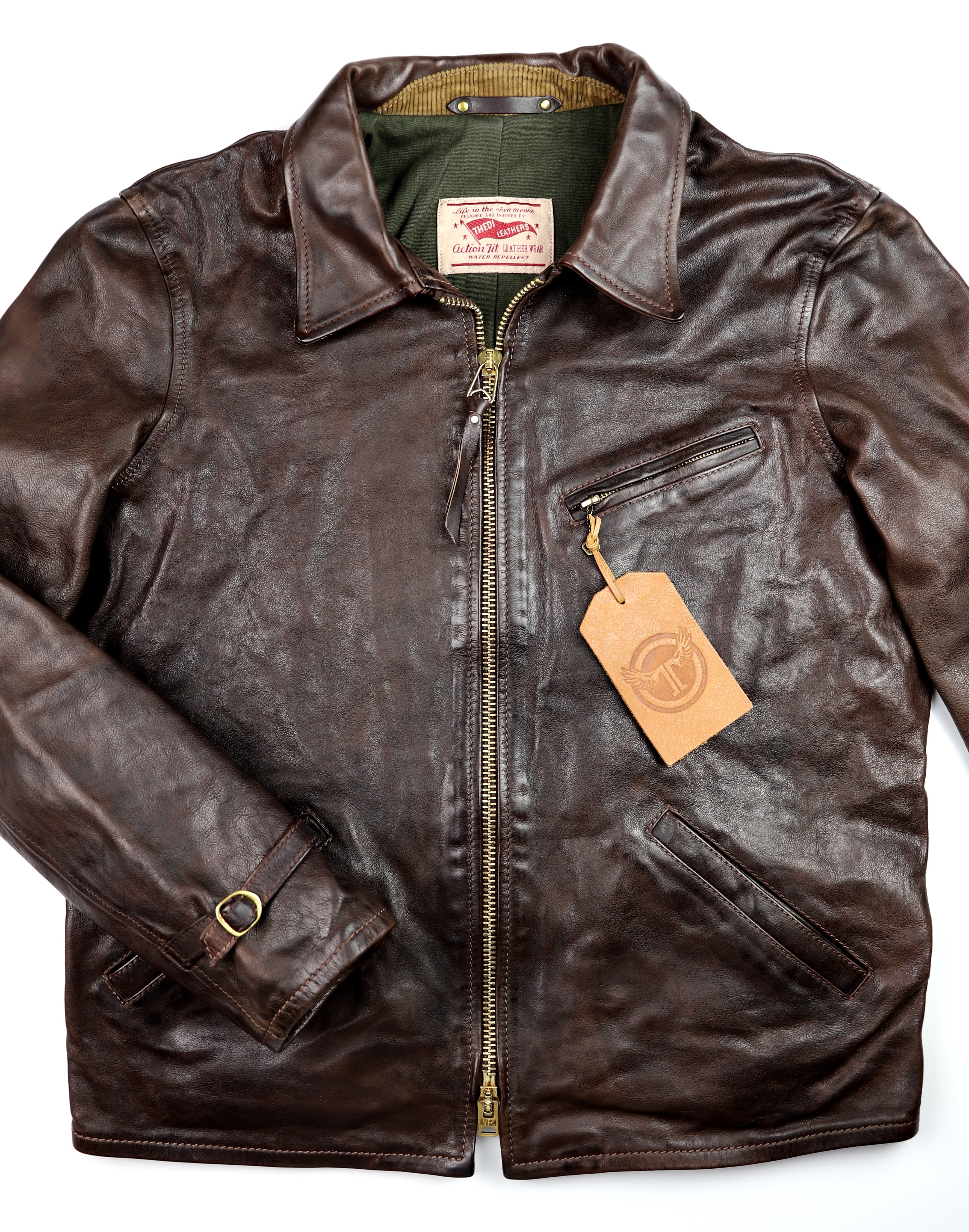 Thedi Memphis Half Belt, size XL, Hand Dyed Cocoa Buffalo