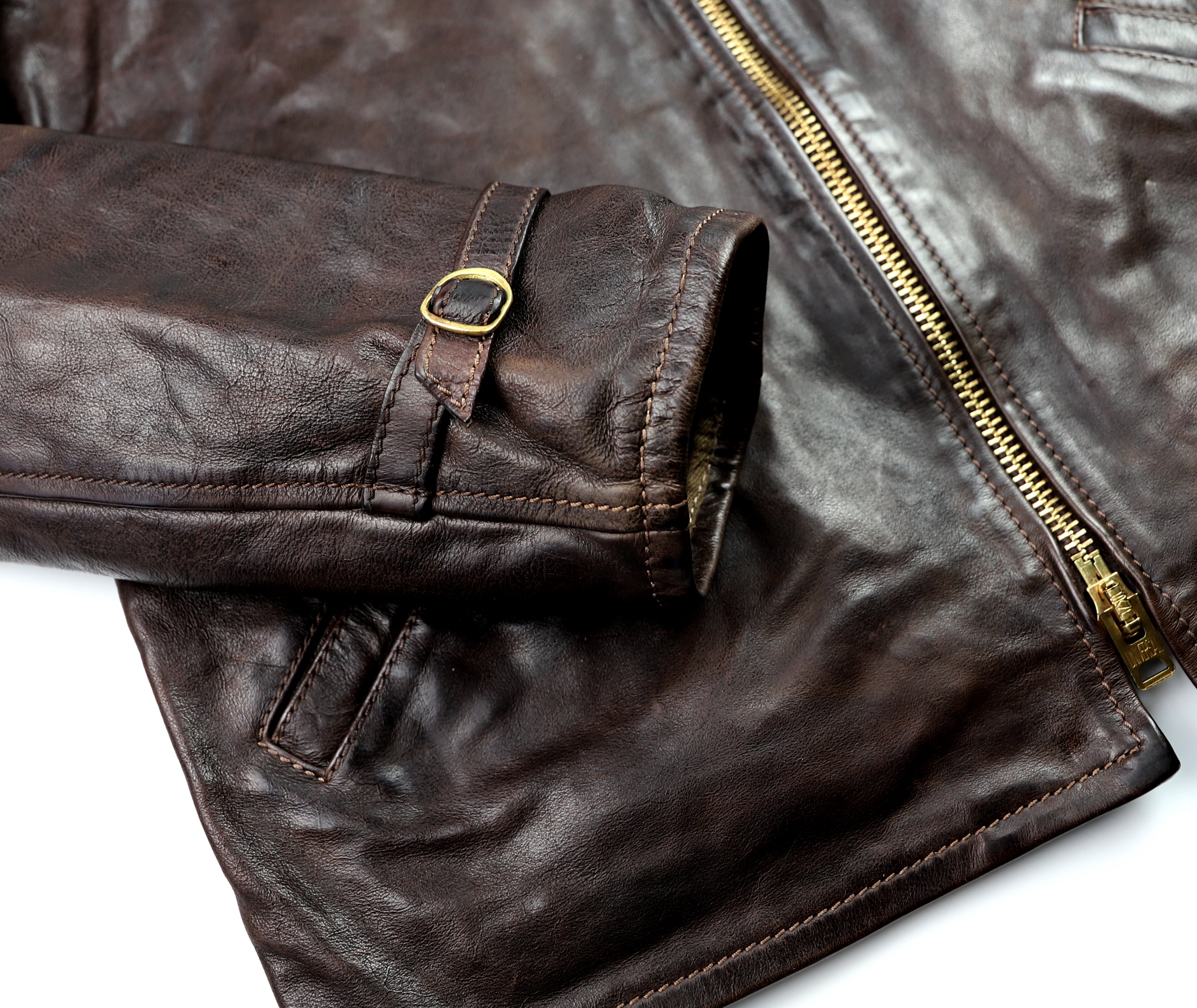 Thedi Memphis Half Belt, size XL, Hand Dyed Cocoa Buffalo