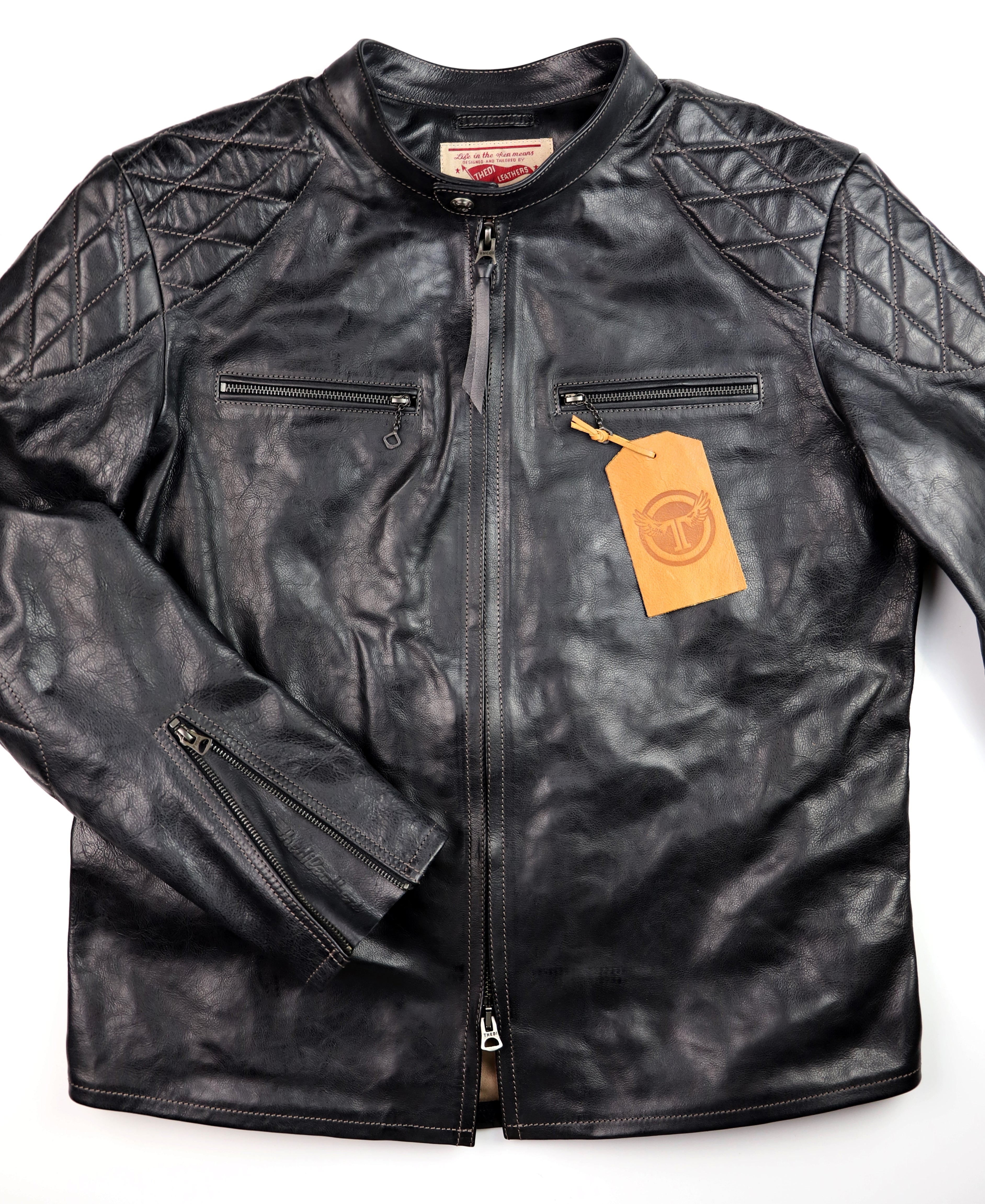 Thedi Phenix Cafe Racer Jacket, size XXL, Black Buffalo
