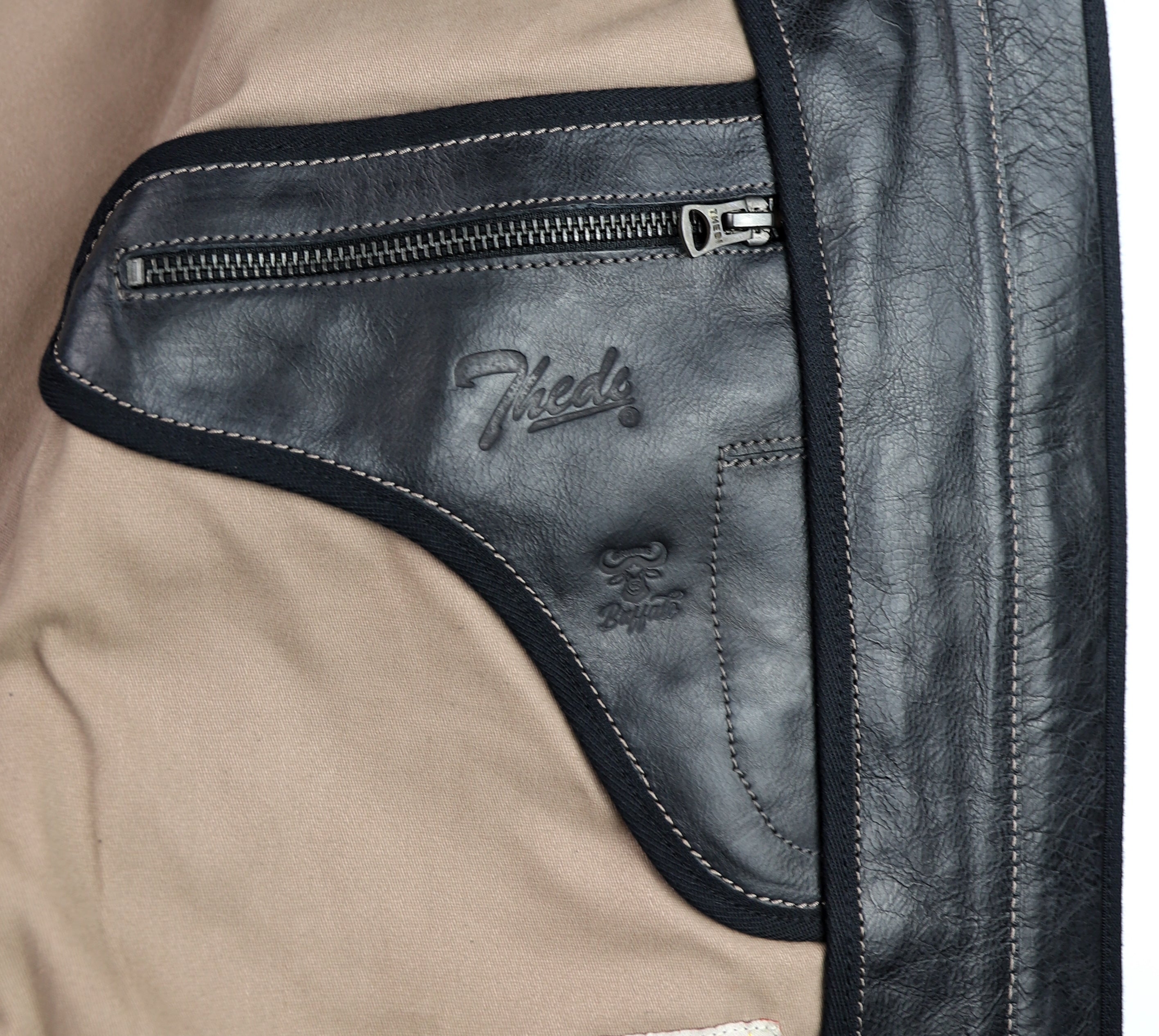 Thedi Phenix Cafe Racer Jacket, size XL, Black Buffalo