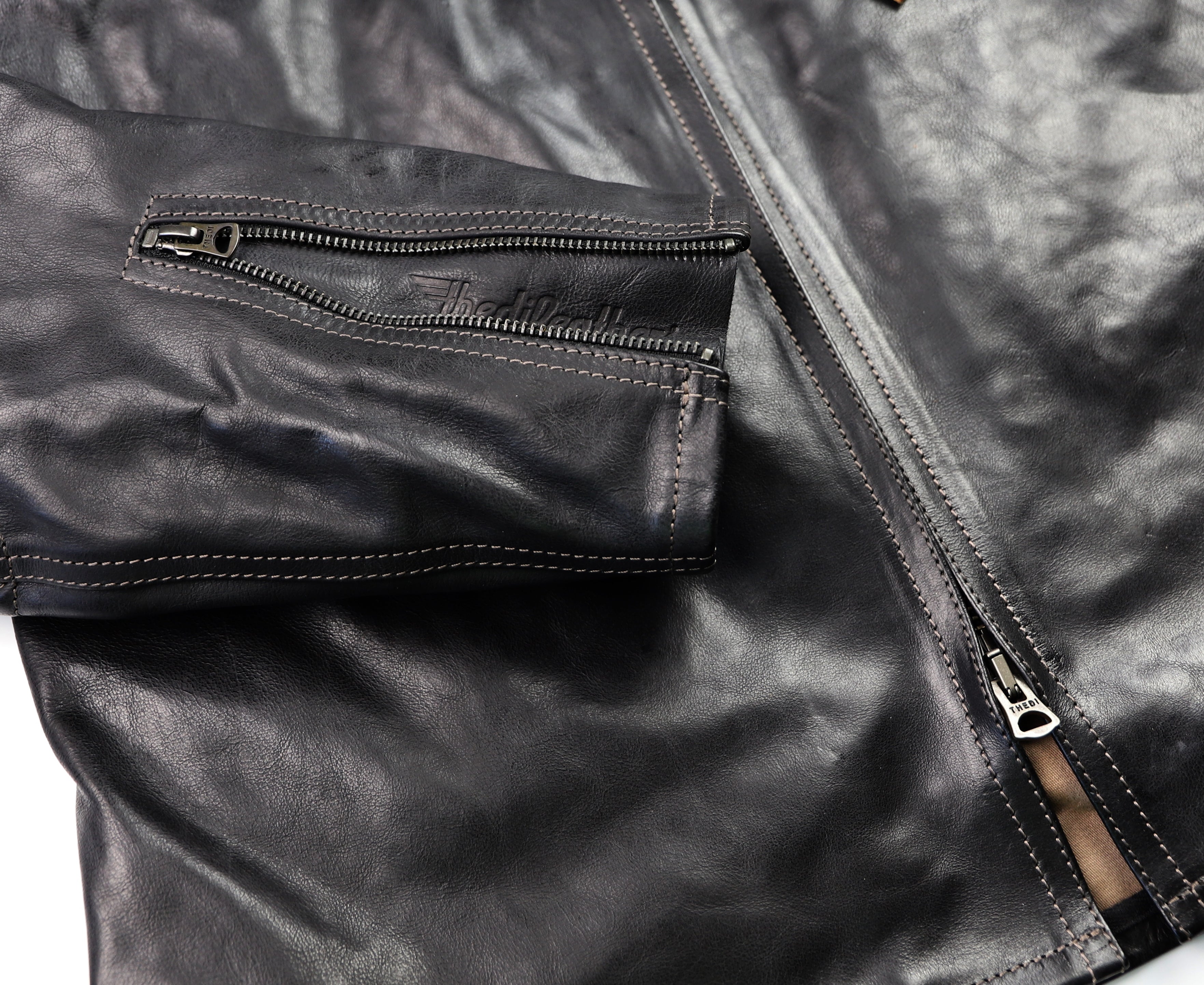 Thedi Phenix Cafe Racer Jacket, size XL, Black Buffalo