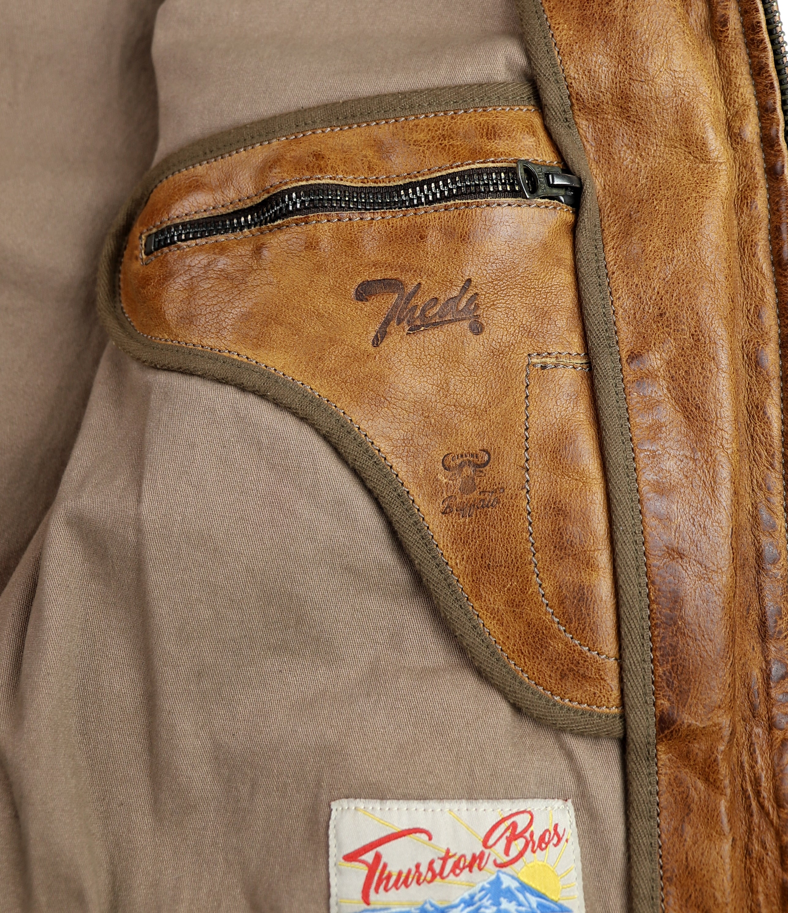 Thedi Markos Zip-Up Shawl Collar Jacket, size 3XL, Cuoio Buffalo