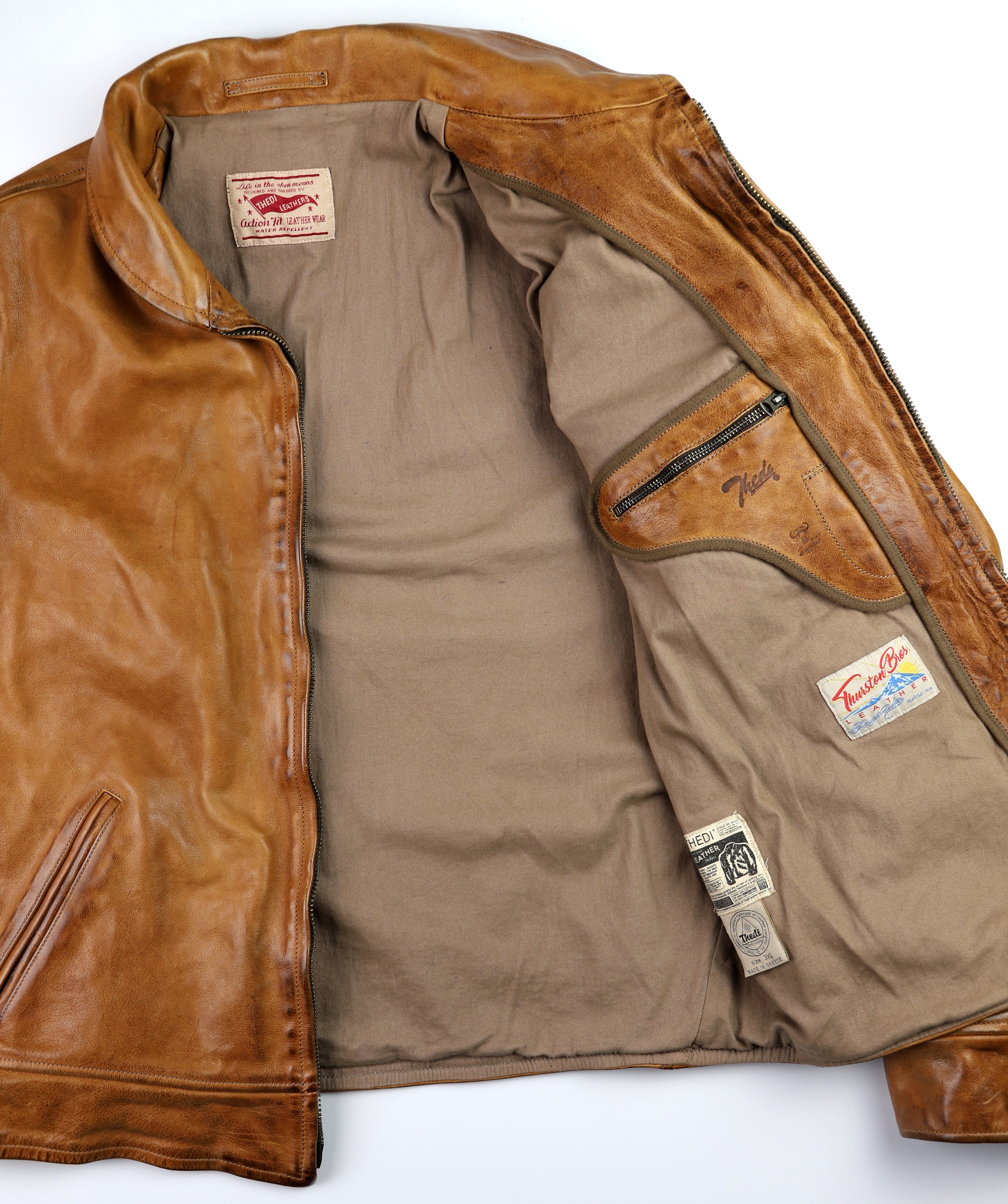 Thedi Markos Zip-Up Shawl Collar Jacket, size 3XL, Cuoio Buffalo