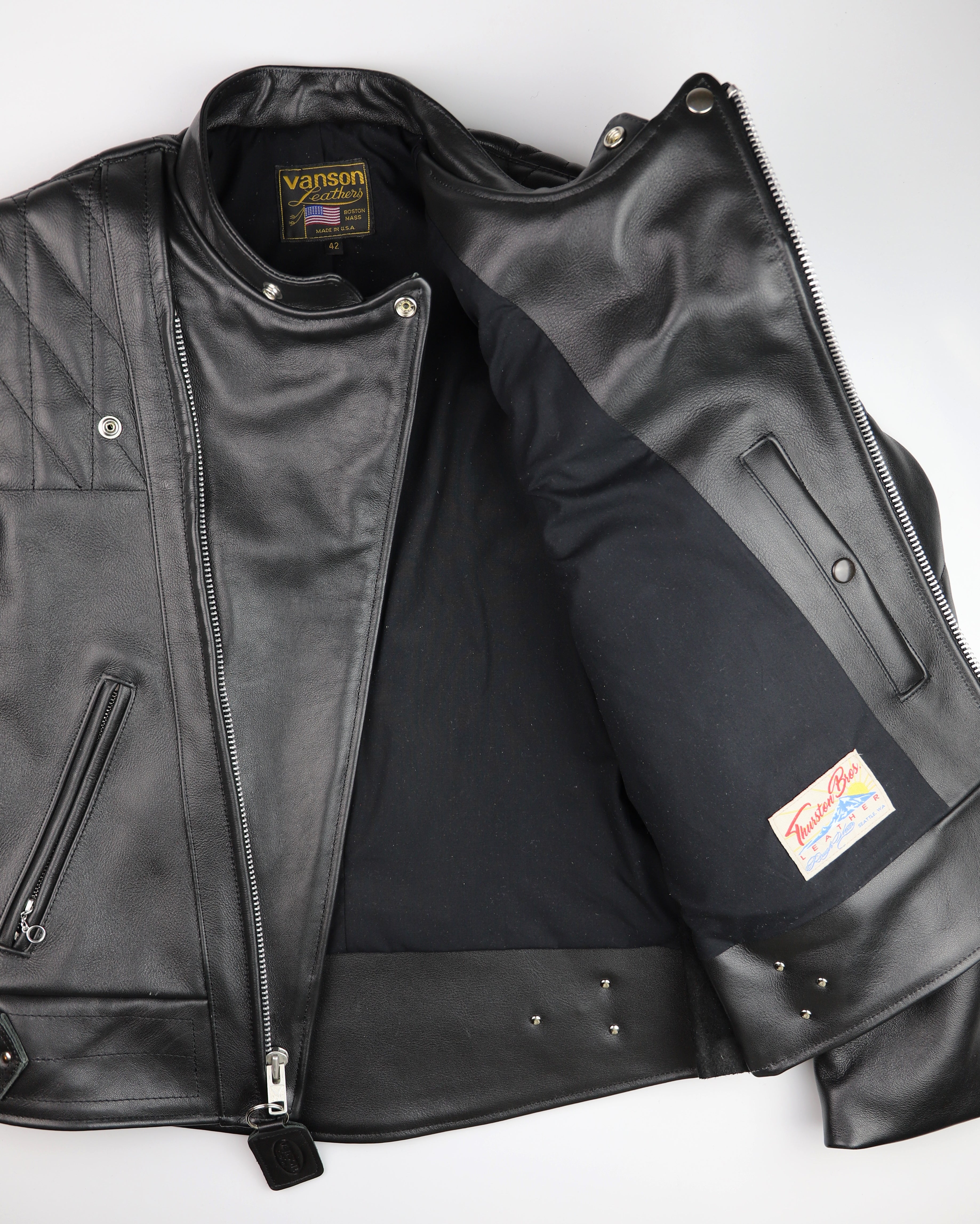 Vanson Chopper Jacket, Black Comp. Weight Cowhide, size 42