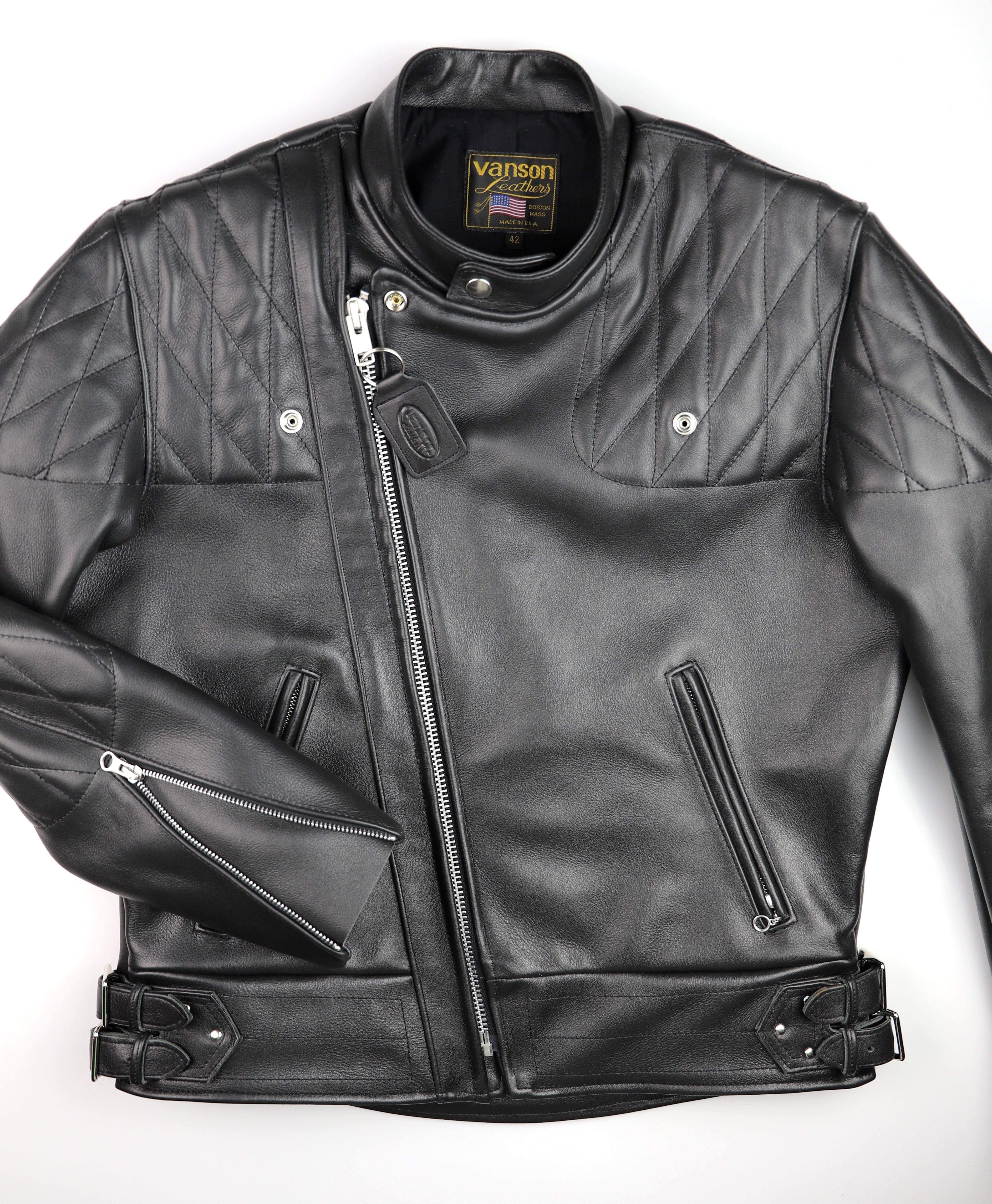 Vanson Chopper Jacket, Black Comp. Weight Cowhide, size 42