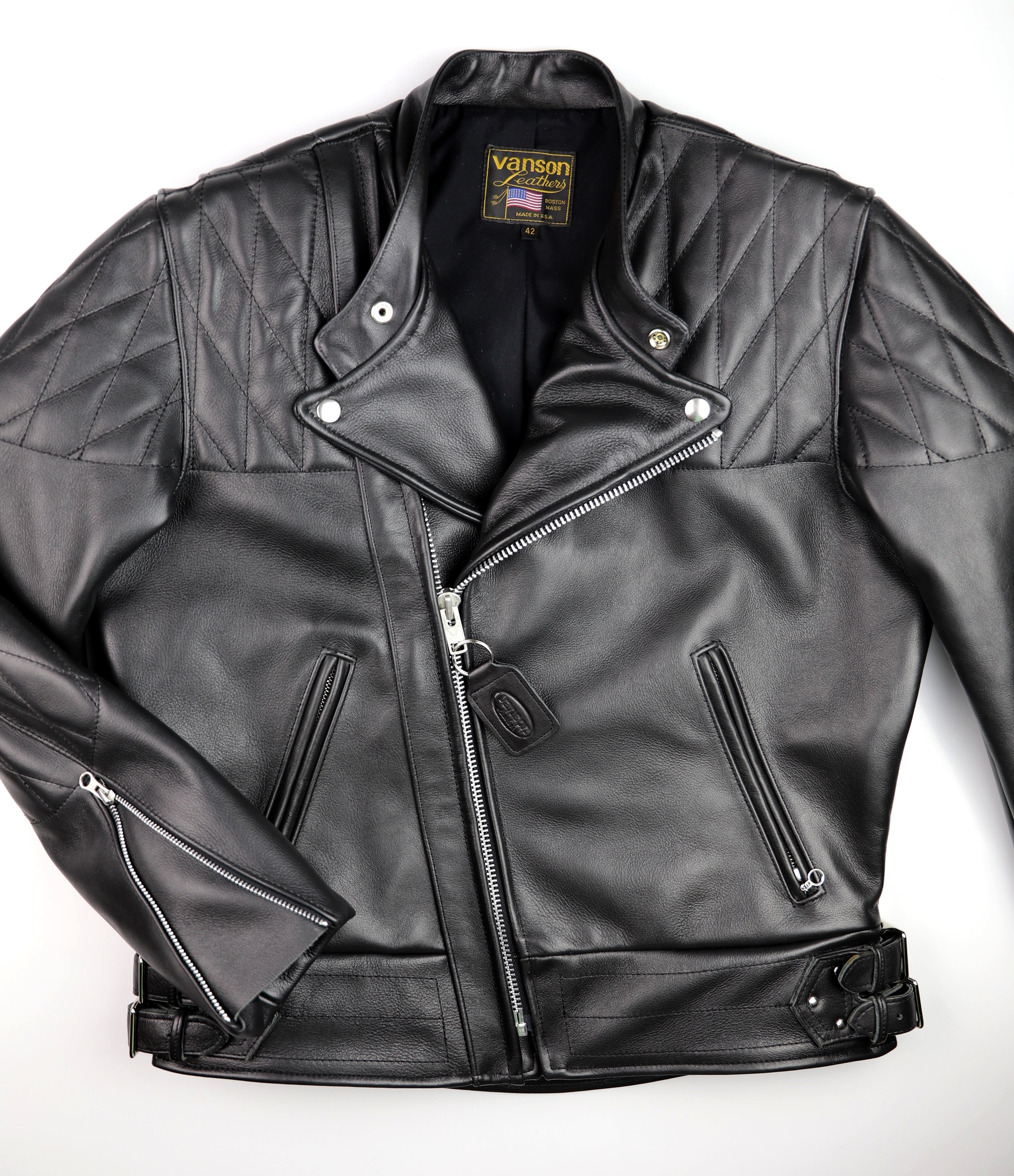 Vanson Chopper Jacket, Black Comp. Weight Cowhide, size 42