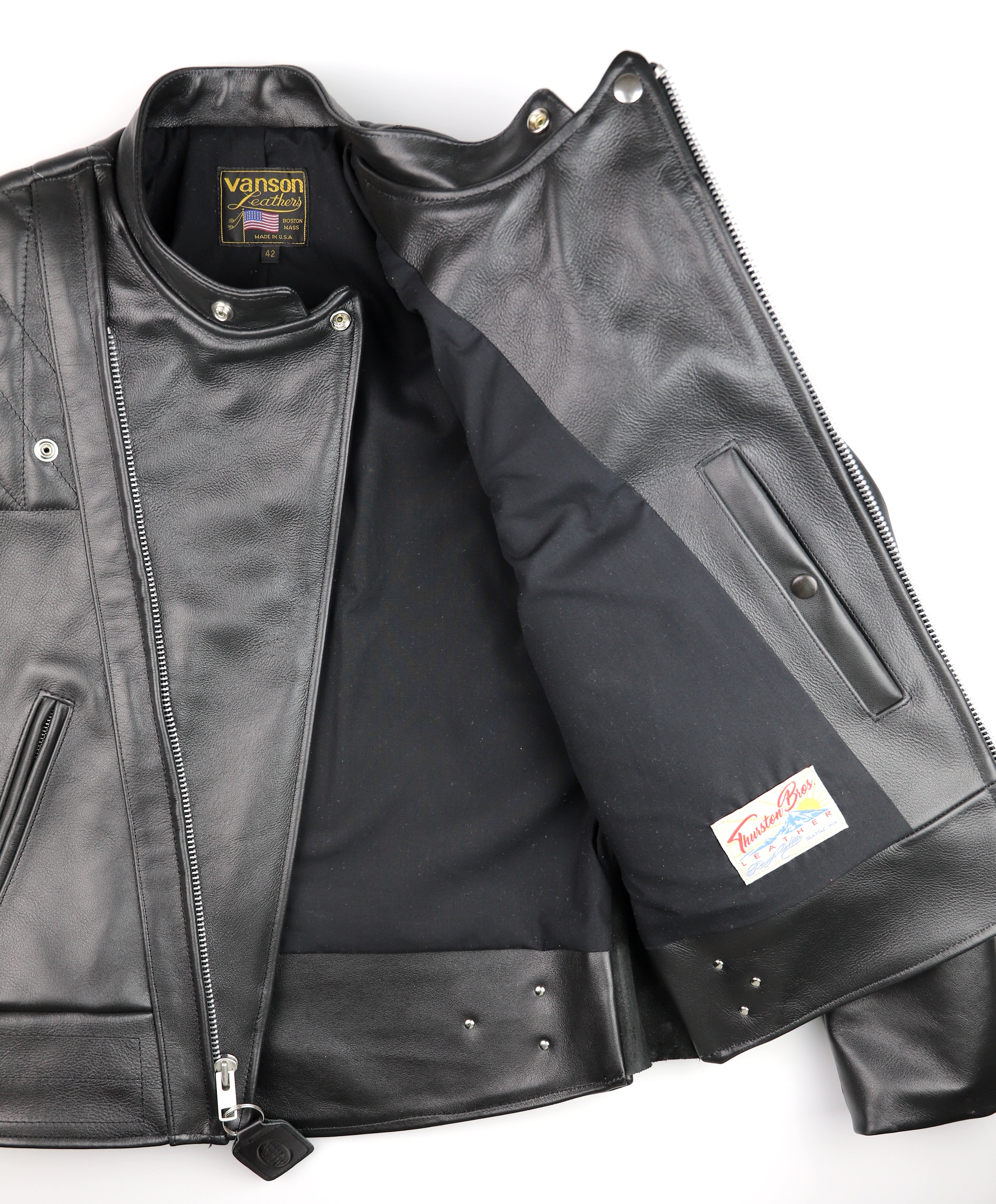 Vanson Chopper Jacket, Black Comp. Weight Cowhide, size 42