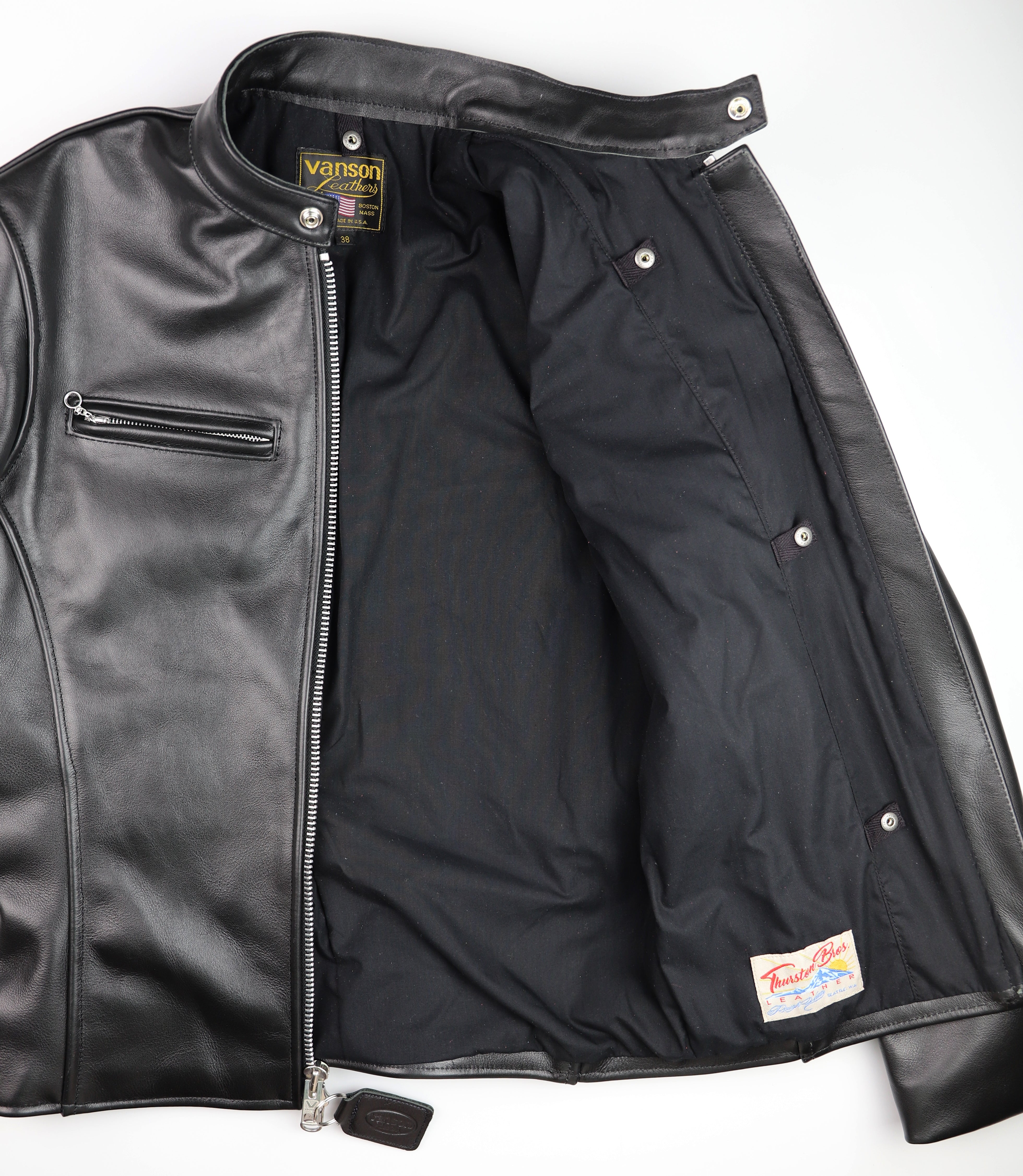 Vanson Comet PLU-3, Black Comp. Weight Cowhide, size 38