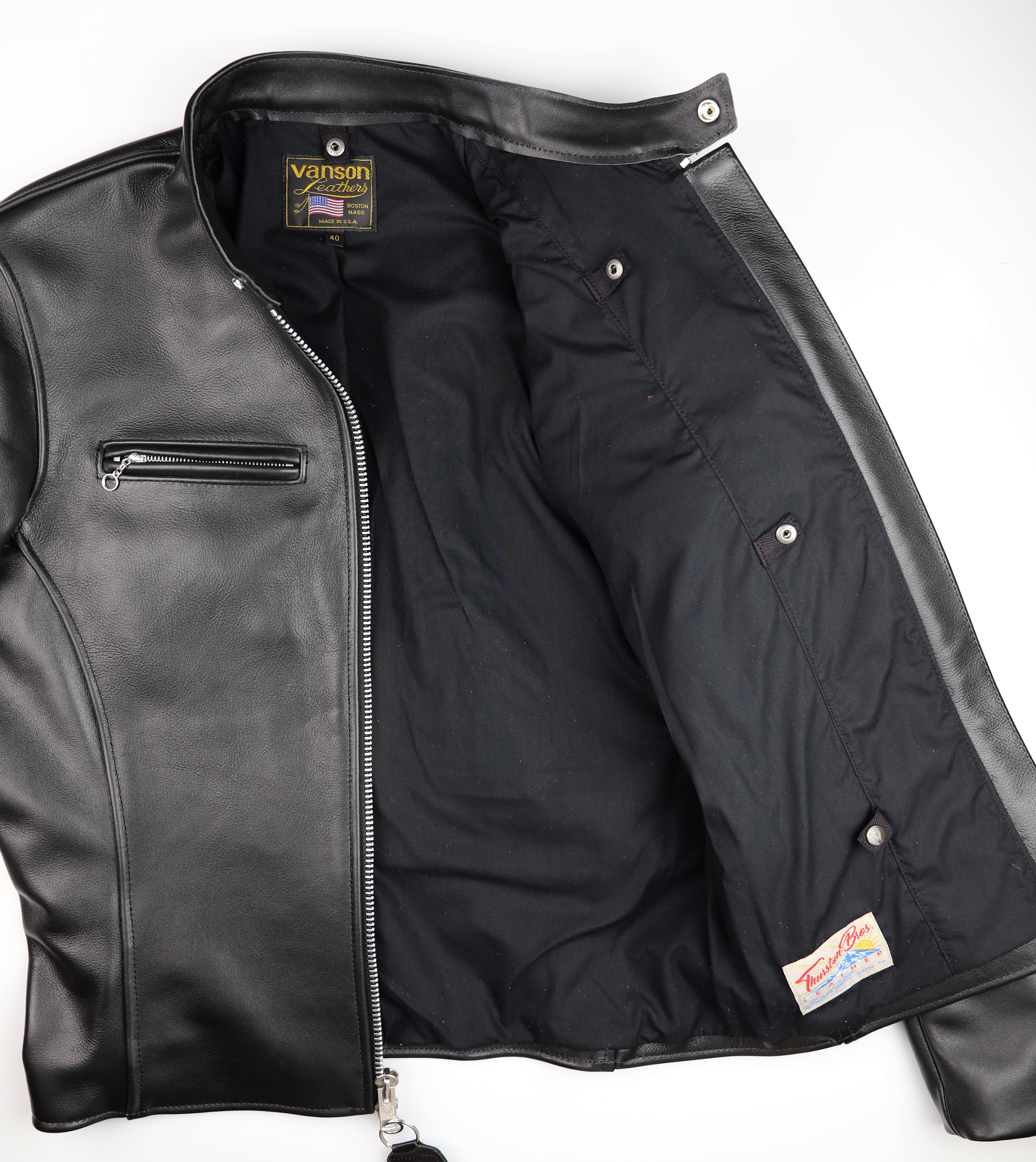 Vanson Comet PLU-3, Black Comp. Weight Cowhide, size 40