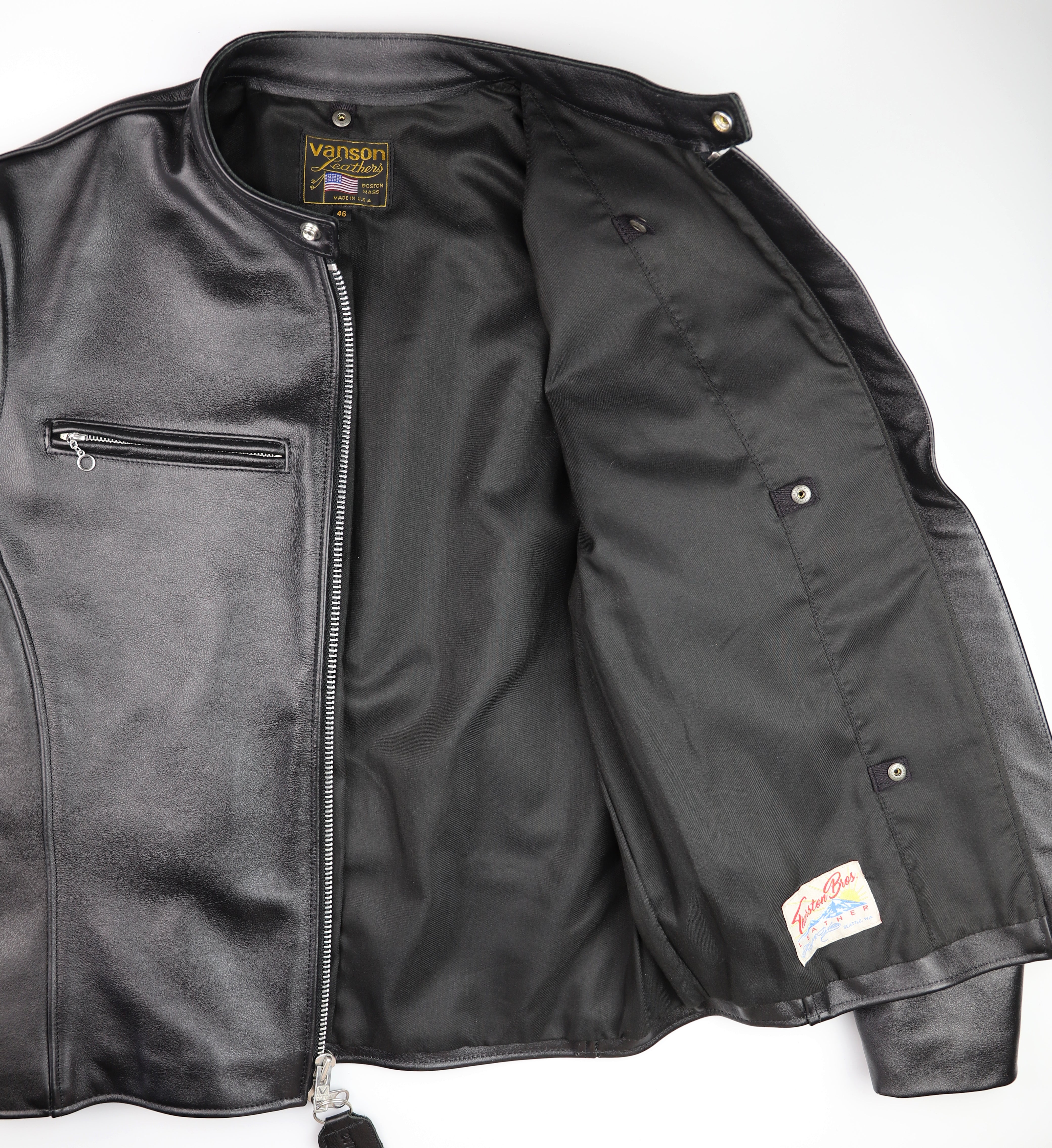 Vanson Comet PLU-3, Black Comp. Weight Cowhide, size 46