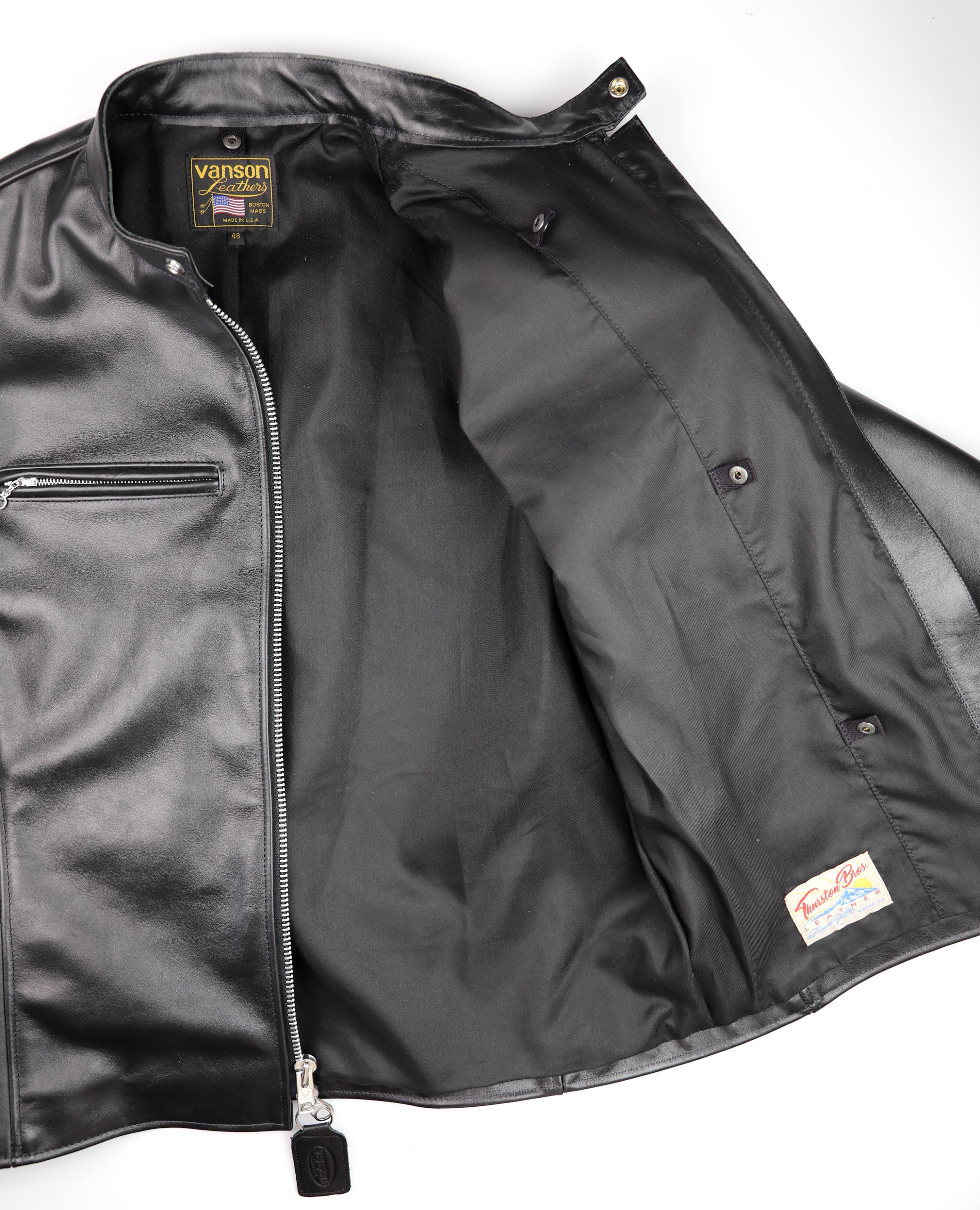 Vanson Comet PLU-3, Black Comp. Weight Cowhide, size 48