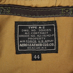 Aero A-2 Military Flight Jacket, size 44, Dark Seal Vicenza Horsehide