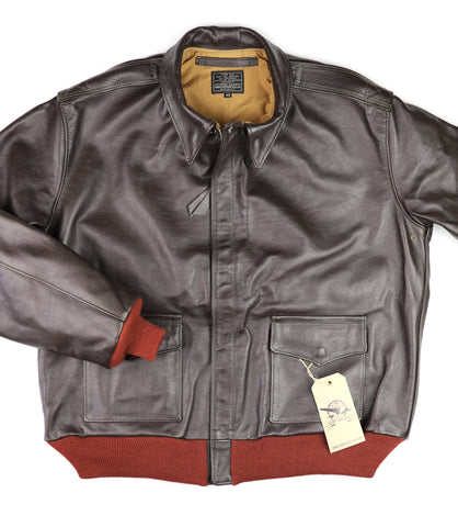 Aero A-2 Military Flight Jacket, size 48, Dark Seal Vicenza Horsehide
