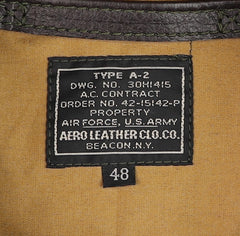 Aero A-2 Military Flight Jacket, size 48, Dark Seal Vicenza Horsehide