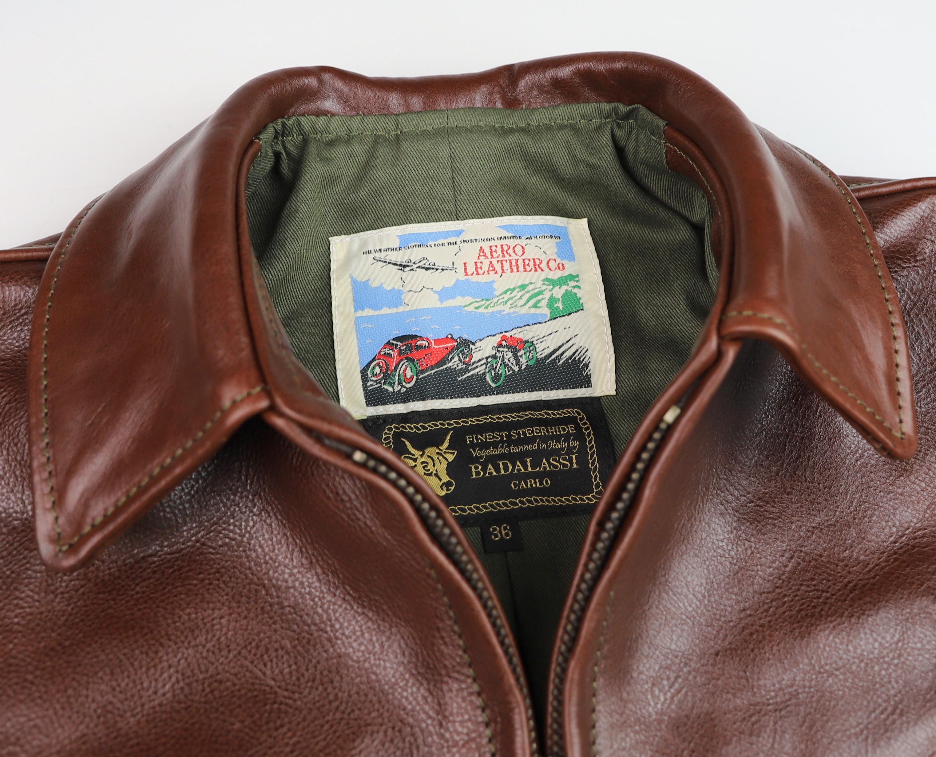 Aero 1930s Half Belt, size 36, Tobacco Badalassi Cowhide