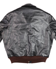 Aero 1950s Flight Jacket, size 46, Blackened Brown Vicenza Horsehide