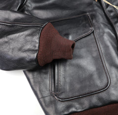 Aero 1950s Flight Jacket, size 46, Blackened Brown Vicenza Horsehide