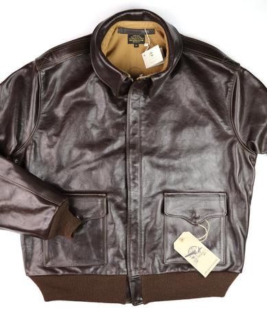 Aero A-2 Military Flight Jacket, size 48, Chestnut Badalassi Cowhide