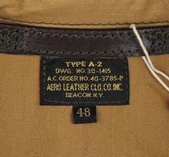 Aero A-2 Military Flight Jacket, size 48, Chestnut Badalassi Cowhide
