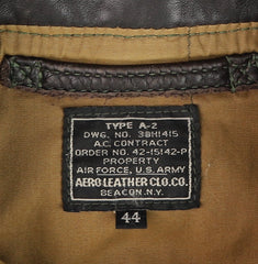 Aero A-2 Military Flight Jacket, size 44, Brown Mid-weight Steerhide, Gently Worn