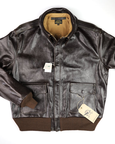 Aero A-2 Military Flight Jacket, size 44, Chestnut Badalassi Cowhide