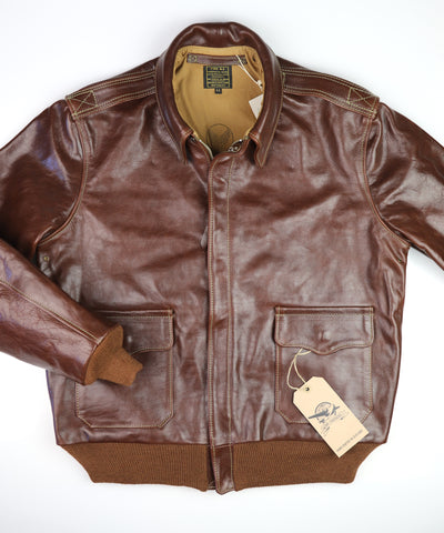 Aero A-2 Military Flight Jacket, size 44, Tobacco Badalassi Cowhide