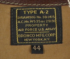 Aero A-2 Military Flight Jacket, size 44, Tobacco Badalassi Cowhide