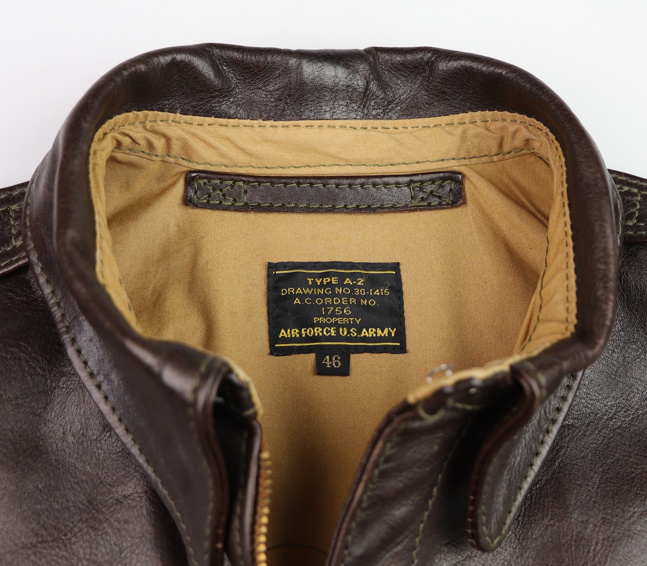 Aero A-2 Military Flight Jacket, size 46, Dark Seal Vicenza, Gently Worn