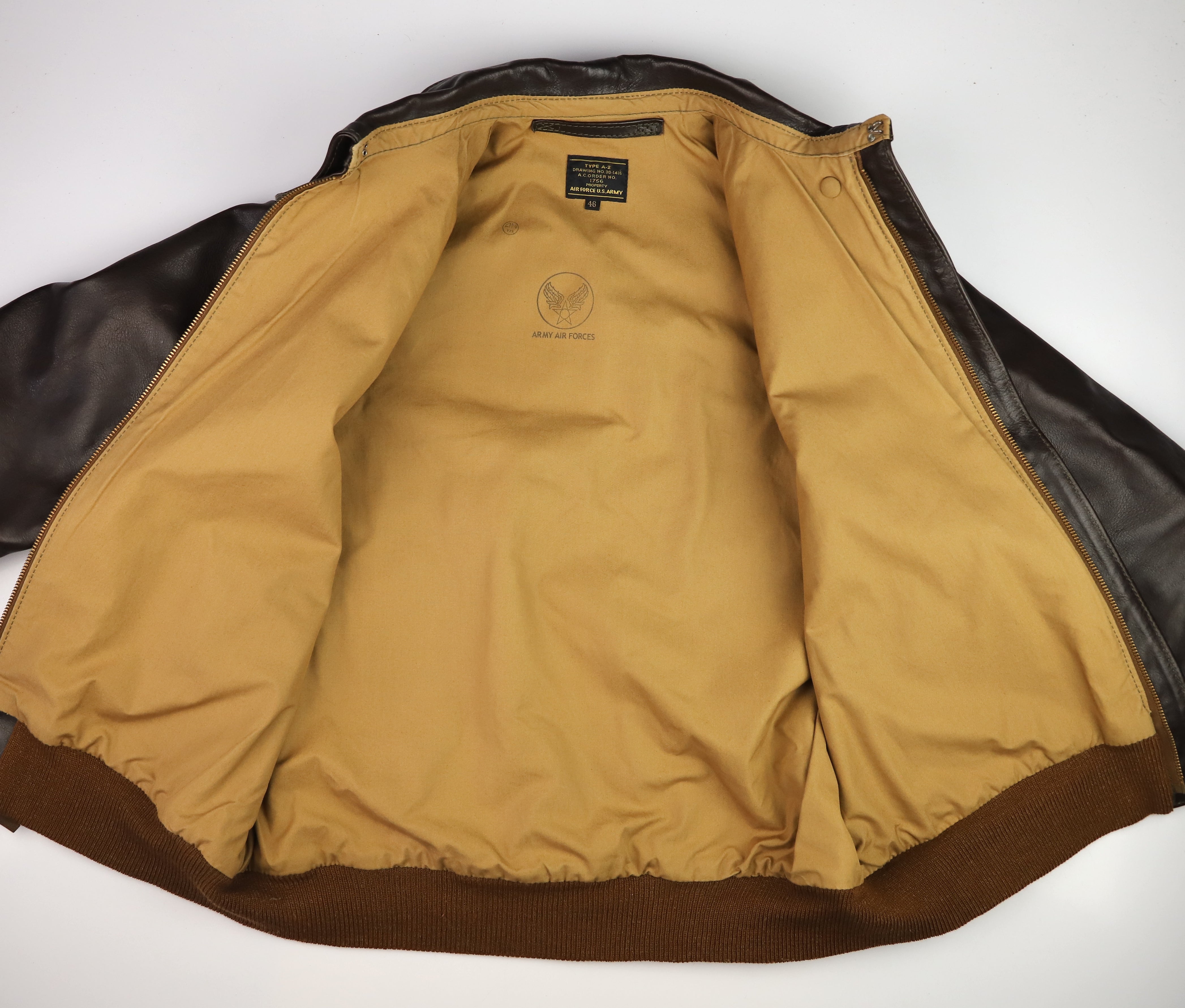 Aero A-2 Military Flight Jacket, size 46, Dark Seal Vicenza, Gently Worn