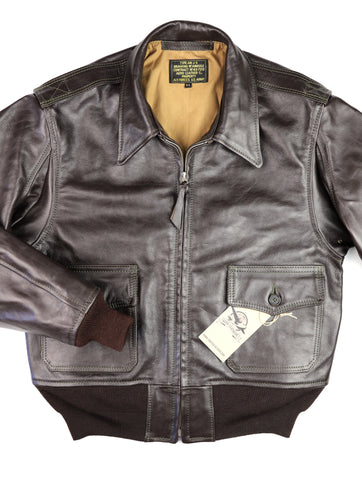 Aero AN-J-3 Military Flight Jacket, size 44, Dark Seal Vicenza Horsehide, Almost New