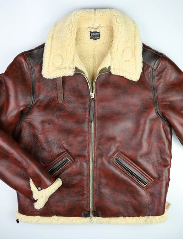 Aero Two-Tone B-6 Military Flight Jacket, size 48, Redskin with Dark Seal Vicenza Horsehide Trim