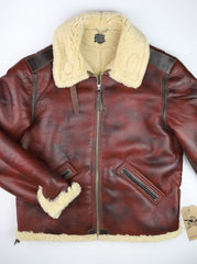 Aero Two-Tone B-6 Military Flight Jacket, size 46, Redskin with Dark Seal Vicenza Horsehide Trim