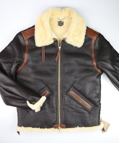 Aero B-6 Military Flight Jacket, size 42, Seal Brown with Russet Vicenza Horsehide Trim