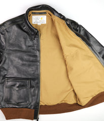Aero A-2 Military Flight Jacket, size 42, Blackened Brown Vicenza Horsehide