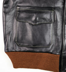 Aero A-2 Military Flight Jacket, size 42, Blackened Brown Vicenza Horsehide