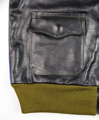 Aero A-2 Military Flight Jacket, size 44, Blackened Brown Vicenza Horsehide