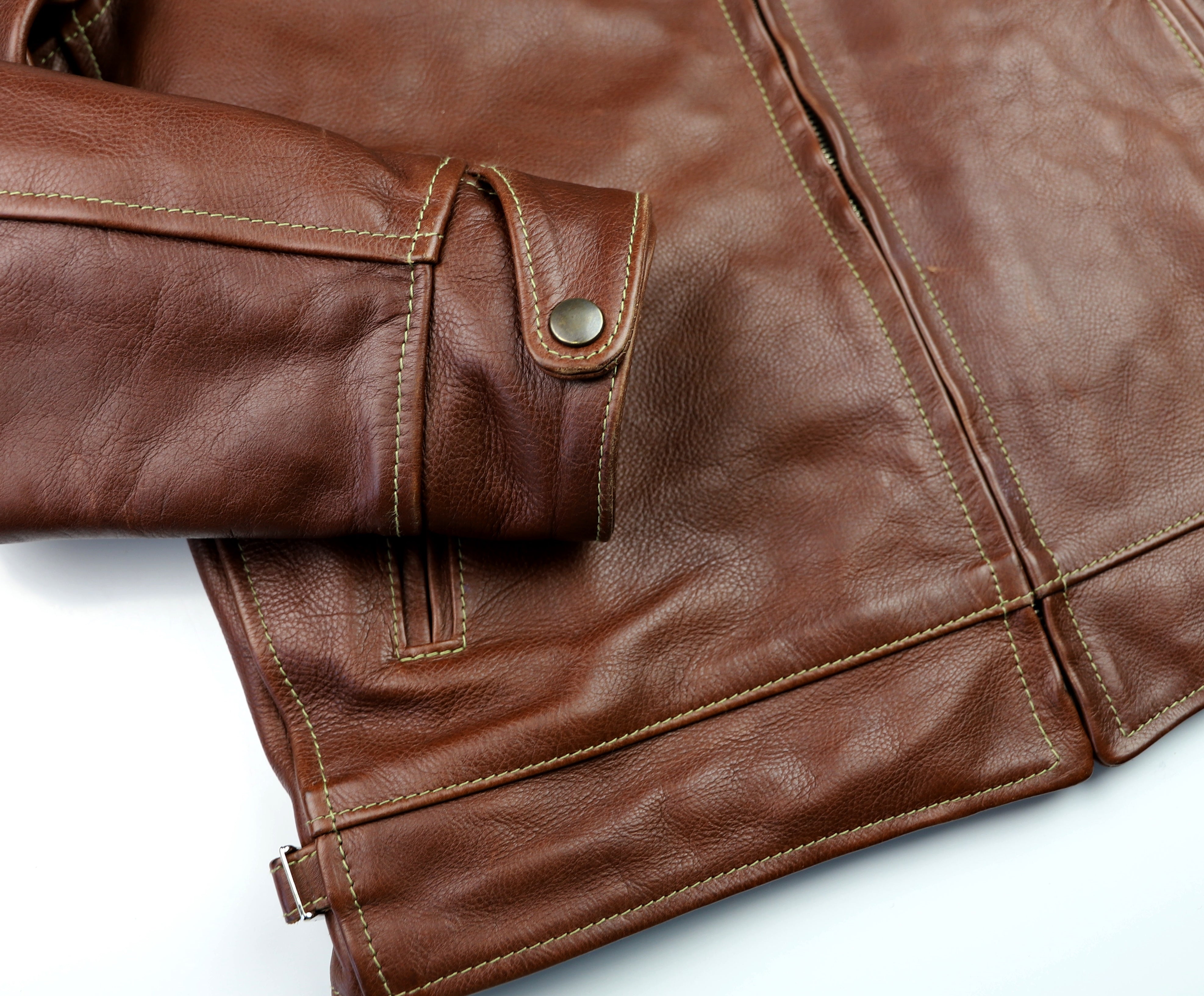 Aero Premier Highwayman, sz 42, Russet Vicenza Horsehide, Gently Worn – Thurston Bros Rough Wear LLC Aero Premier Highwayman, sz 42, Russet Vicenza Horsehide, Gently Worn – Thurston Bros Rough Wear LLC