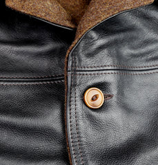 Aero Premier Work Coat, size 44, Blackened Brown Vicenza Horsehide
