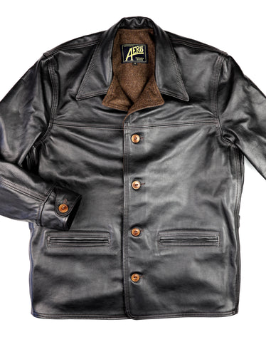 Aero Premier Work Coat, size 44, Blackened Brown Vicenza Horsehide