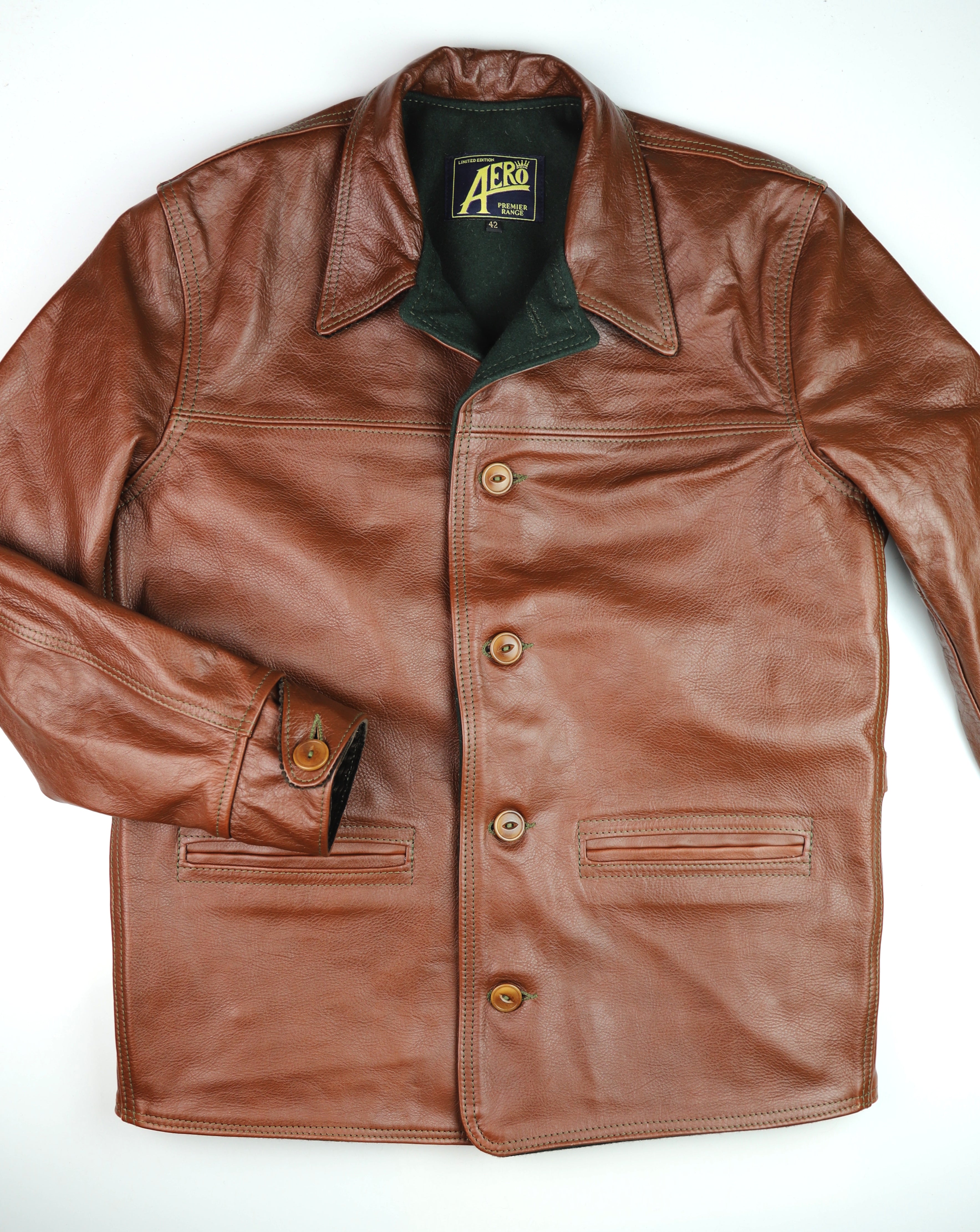 Aero Premier Work Coat, size 42, Russet Vicenza Horsehide