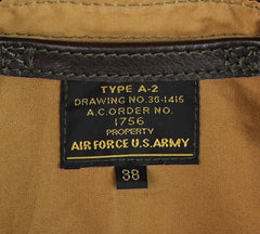 Aero A-2 Military Flight Jacket, size 38, Dark Seal Vicenza