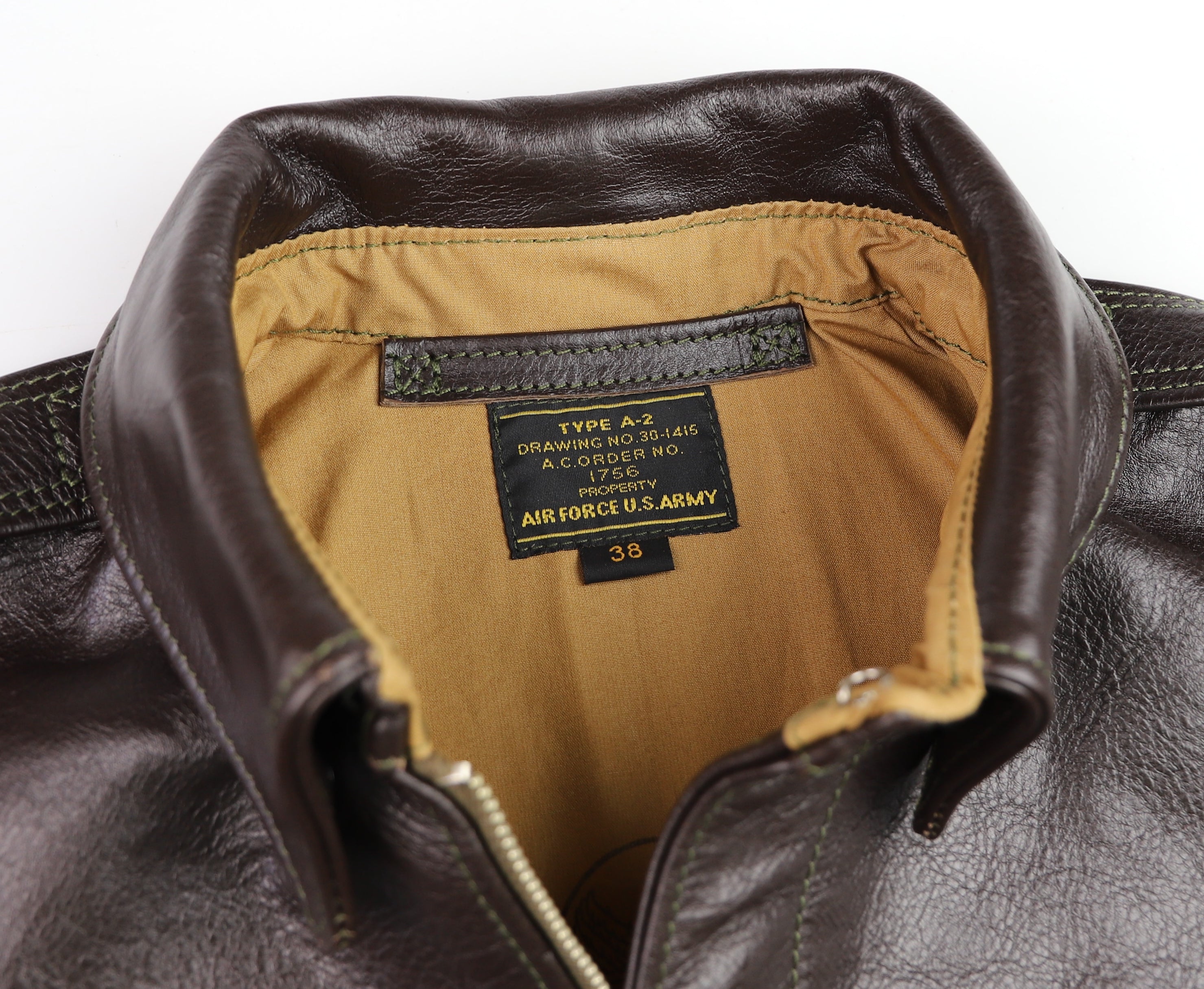 Aero A-2 Military Flight Jacket, size 38, Dark Seal Vicenza Horsehide