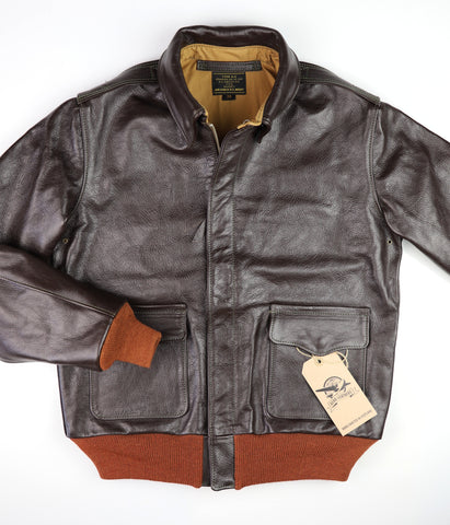 Aero A-2 Military Flight Jacket, size 38, Dark Seal Vicenza Horsehide