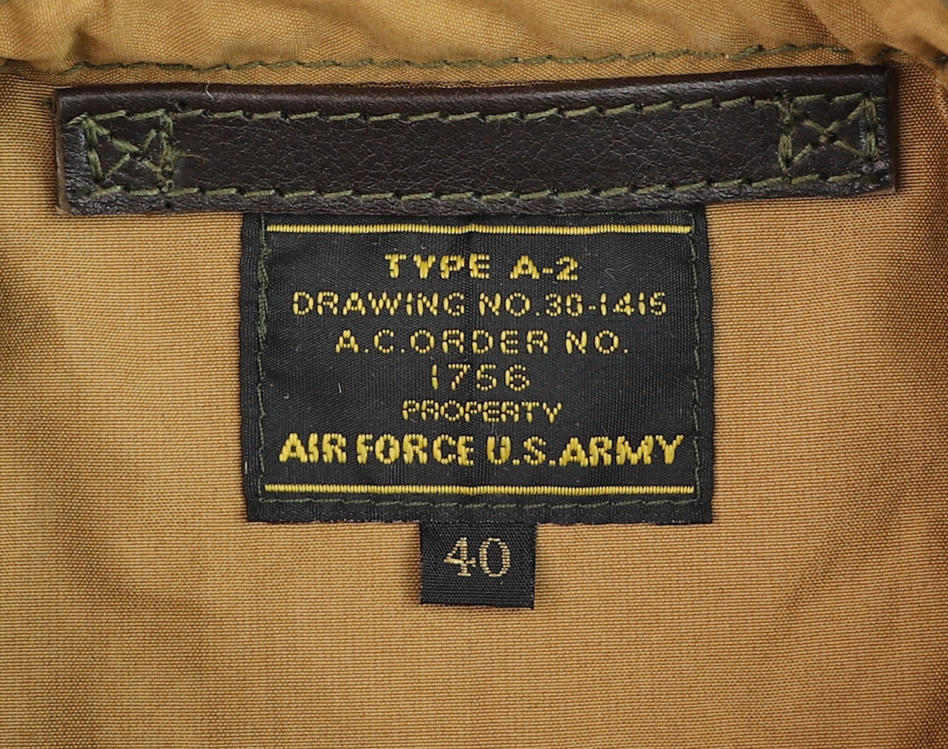 Aero A-2 Military Flight Jacket, size 40, Dark Seal Vicenza Horsehide