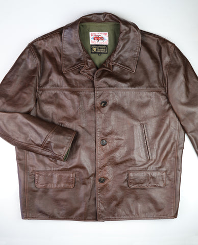 Aero Veste de Rallye, size 50, Battered Brown Steerhide, Gently Worn