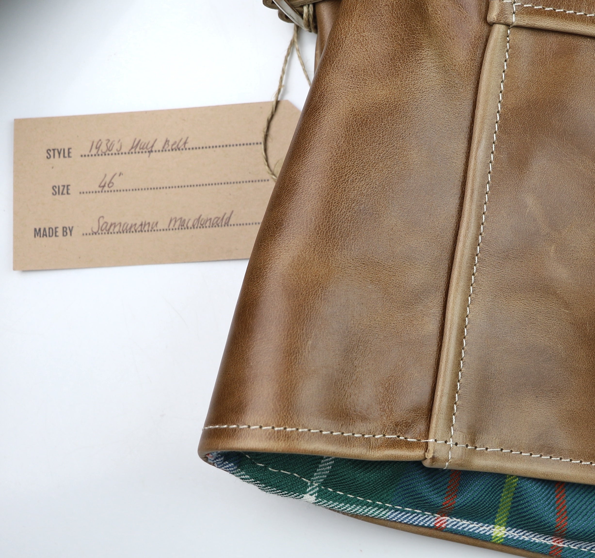 Aero 1930s Half Belt. size 46, Natural CXL Horsehide