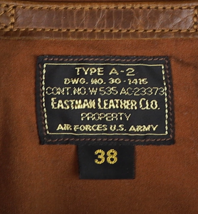 Eastman A-2 Military Flight Jacket, Gently Worn, size 38, Russet Horsehide