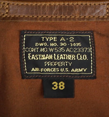 Eastman A-2 Military Flight Jacket, Gently Worn, size 38, Russet Horsehide