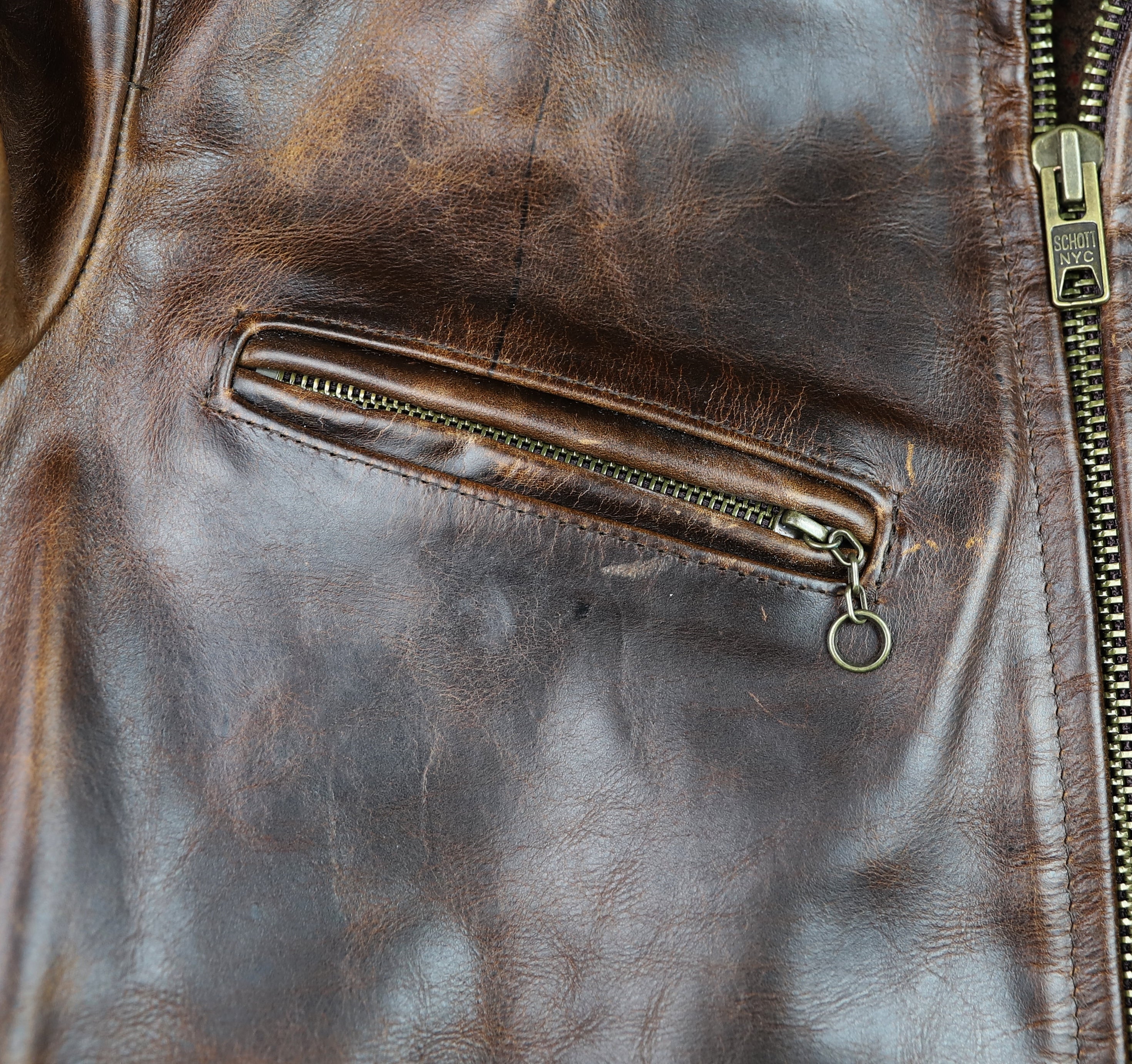 Schott 673, Brown Cowhide, size Medium